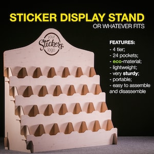 Sticker Display Stand, Sticker Storage, Craft Show Display Shelf, Wooden Sticker Rack, Product Card Display Stand, Sticker Holder Organizer