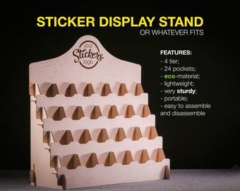 Sticker Display Stand, Sticker Storage, Craft Show Display Shelf, Wooden Sticker Rack, Product Card Display Stand, Sticker Holder Organizer