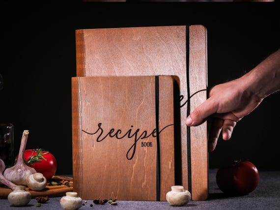 Custom Wooden Recipe Book Binder – A5 & A4 Family Cookbook | Personalized Bridal Shower Gift, Recipe Binder and Blank Cookbook