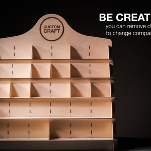 Versatile wooden display stand for point of sale, perfect for craft fair displays and shop shelving