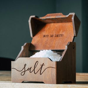 Vintage Salt Box - Personalized Wooden Salt Cellar with Lid