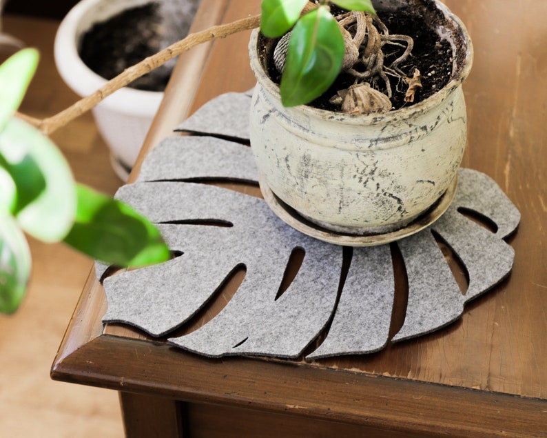 Monstera Leaf Placemats Felt Trivet Felt Monstera Place Etsy