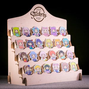 Sticker Display Stand, Wooden Sticker Holder, Craft Show Display Shelf, Sticker Rack, Product Card Display Stand, Sticker Storage Organizer