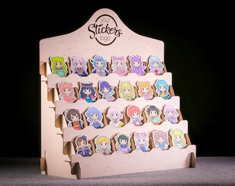 Sticker Display Stand, Wooden Sticker Holder, Craft Show Display Shelf, Sticker Rack, Product Card Display Stand, Sticker Storage Organizer
