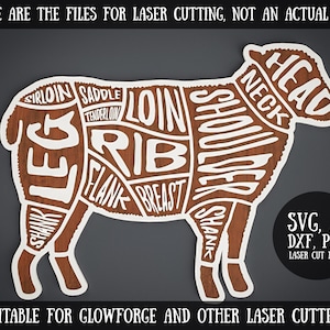 SVG Files of Farmhouse Decor, Kitchen Decor Farm Animal SVG, Butcher Guide, Lamb Cuts, Lamb Wall Art, Meat Cuts, Lamb SVG, Butcher Diagram