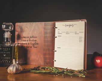 Custom Recipe Book – Personalized Wooden a5 Binder with a5/a4 Pages for Family Recipes, Ideal Cookbook for Mom and Bridal Shower Gift