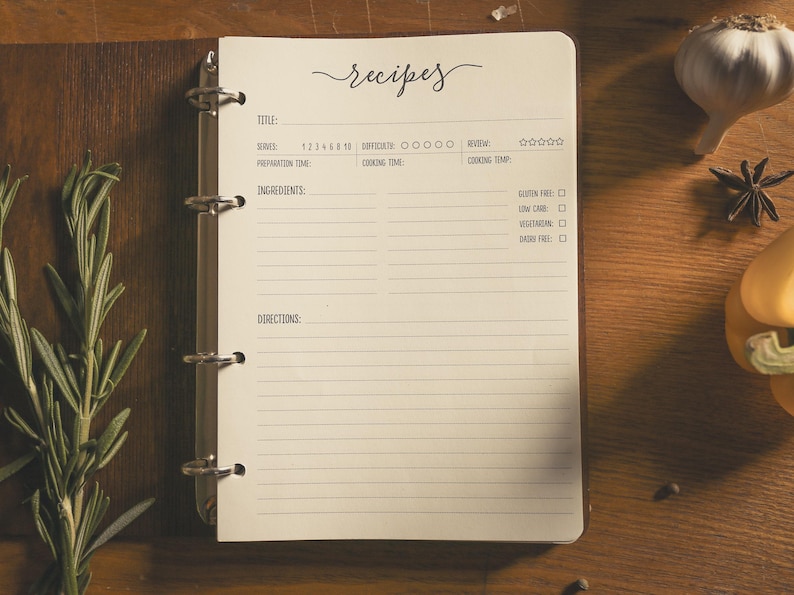 Cooking gift for her, wooden family recipe organizer