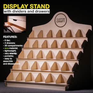 Display Stand with 5 Wooden Shelves, Wooden Riser with Display Shelf, Soap Display, Candle Stand for Craft Fair