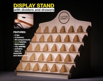 Display Stand with 5 Wooden Shelves, Wooden Riser with Display Shelf, Soap Display, Candle Stand for Craft Fair