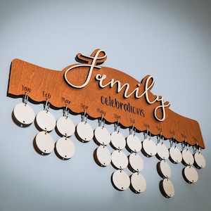 Family calendar, Perpetual Calendar, Family Birthday Board, Family gifts, Wooden Calendar, Family wall calendar, Birthday reminder 19.6 inch