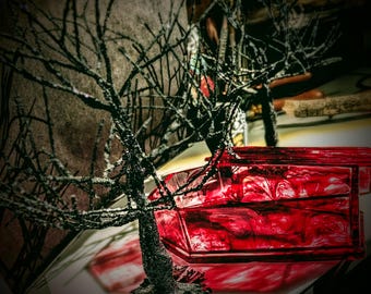 Handmade Coffin Jewelry Box: Smoky Resin Gothic Decor