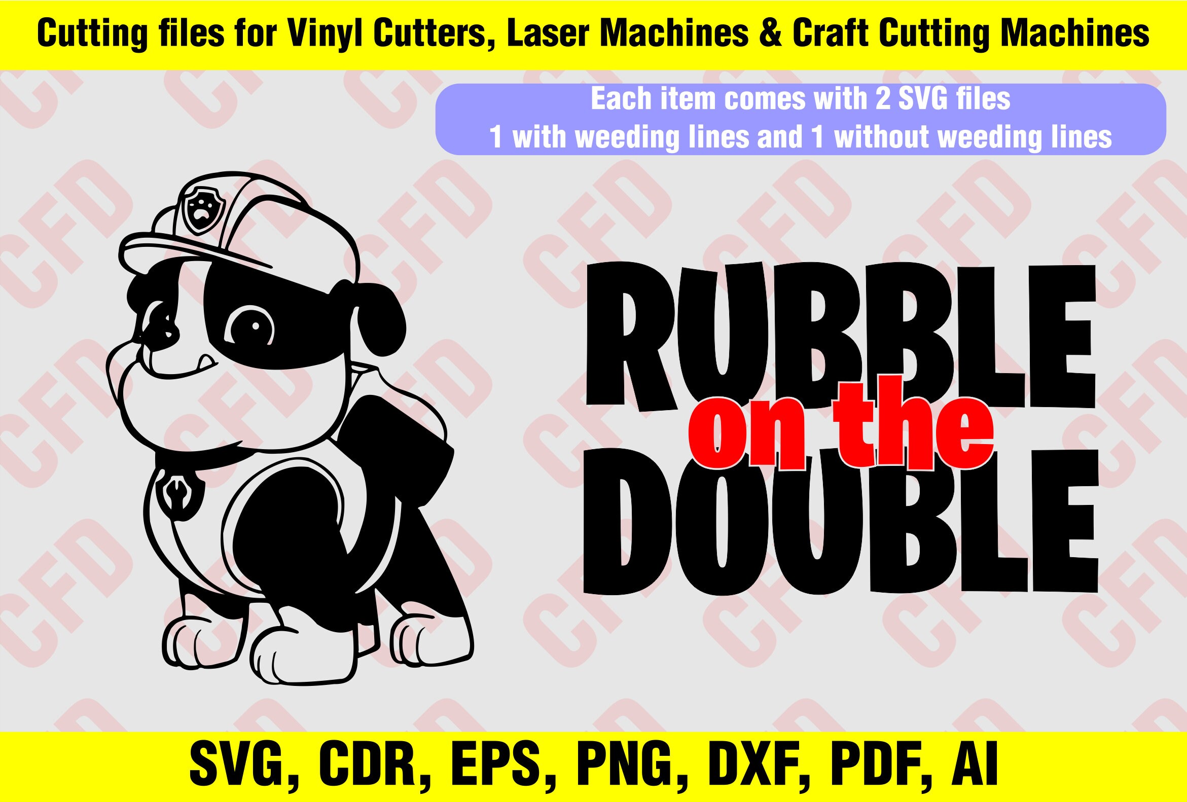 Rubble and Rubble on the Double phrase SVG with weeding lines | Etsy