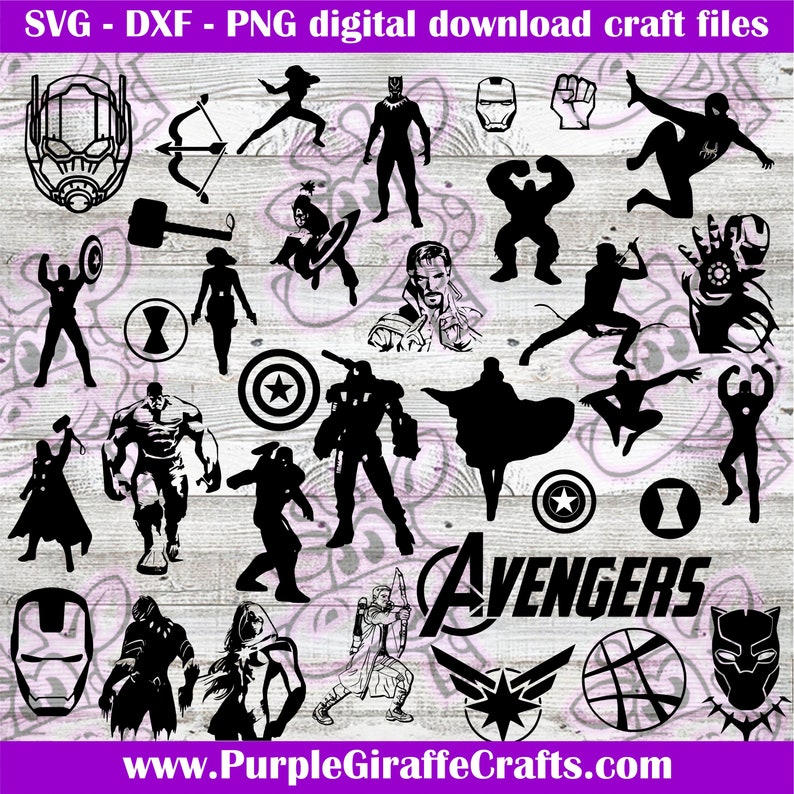 Download Avengers Endgame bundle x 34 images SVG DXF & PNG cutting ...