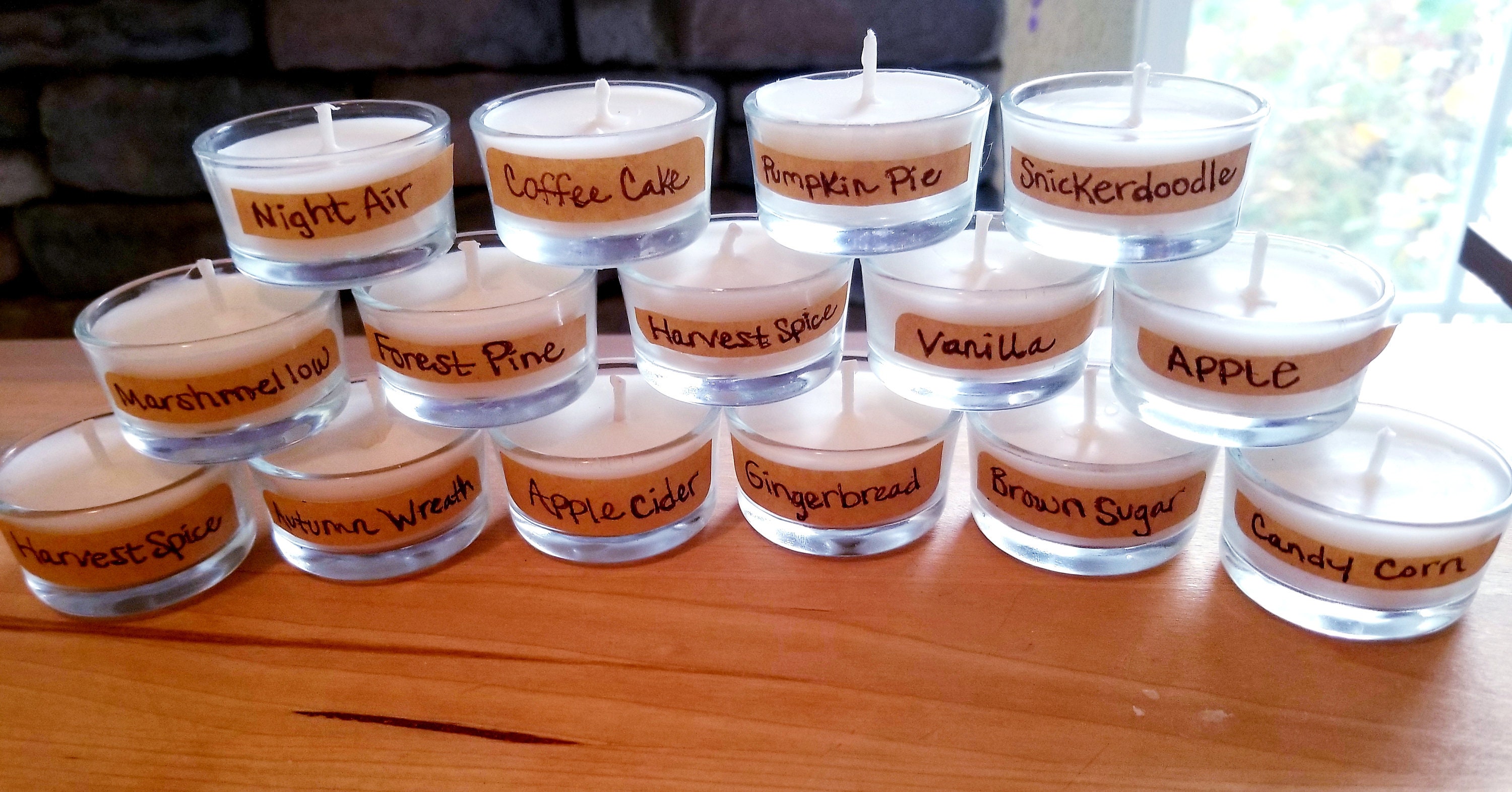 All Natural Beeswax and Coconut Oil Essential Oil Tealights. Glass, 2
