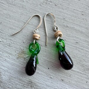 Eggplant Earrings, Veggie Earrings, Garden Earrings