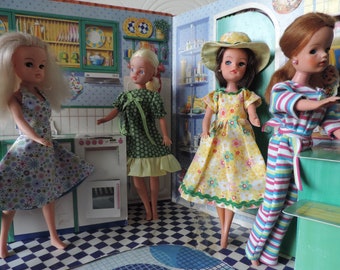 Dolls clothes Handmade outfits for Vintage Sindy or Barbie Dress Skirt & top, catsuit