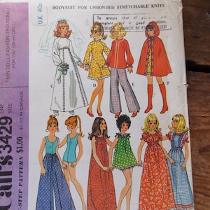 Sewing pattern for Sindy /Barbie Vintage McCalls 3429 PDF download