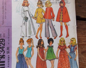 Patrón de costura para Sindy /Barbie Vintage McCalls 3429 Descargar PDF