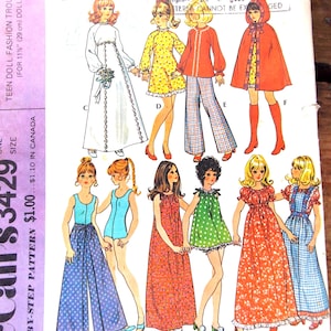 Sewing pattern for Sindy /Barbie Vintage McCalls 3429 PDF download