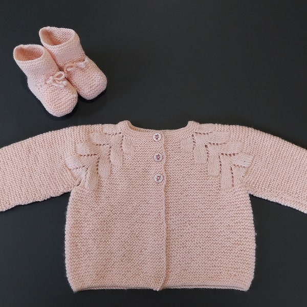 Gilet bébé fille 3 mlois en pure laine