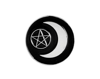 Crescent Moon Pentacle Enamel Pin