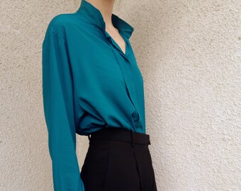 teal green blouse