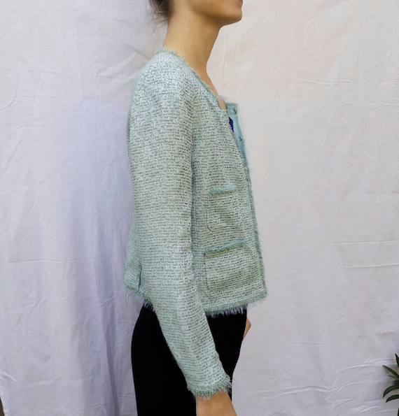 Vintage mint and sage green woven blazer - image 4