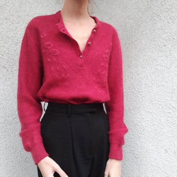Vintage super kid mohair - blend fine knitted pull