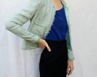 Vintage mint and sage green woven blazer