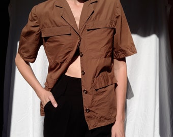 Vintage button up shirt with pockets - brown