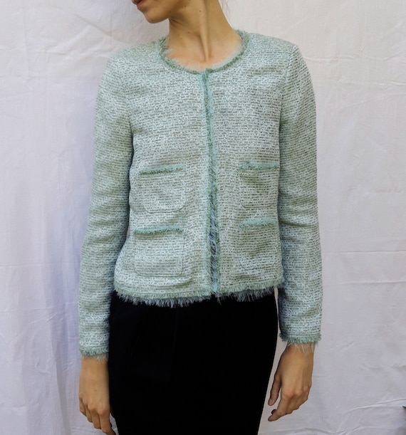 Vintage mint and sage green woven blazer - image 2