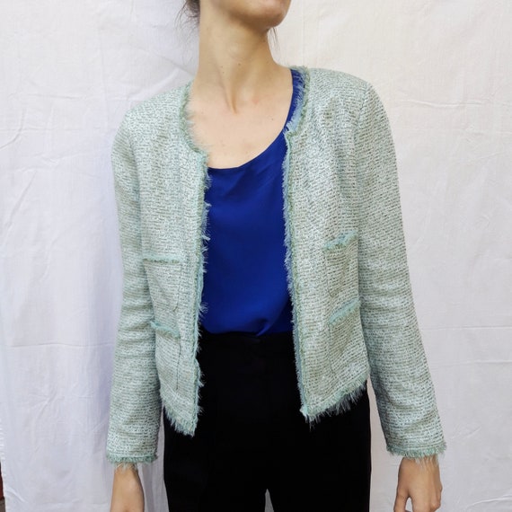 Vintage mint and sage green woven blazer - image 5