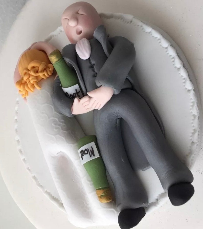 Edible Funny Drunk Bride and Groom Cake Topper Cake | Etsy