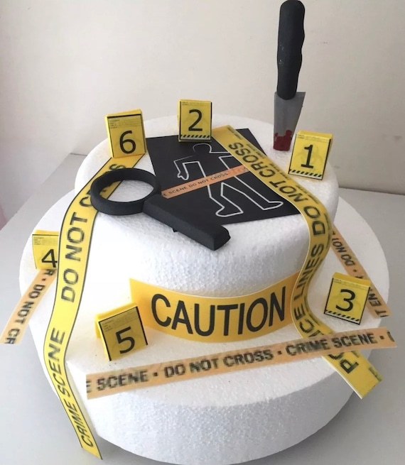 Edible Crime Scene Murder Mystery Cake Topper Decoration Etsy