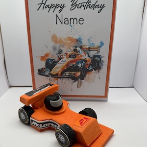 Adorno para tarta McLaren de F1 para tartas y tarjeta de felicitación personalizada de McLaren