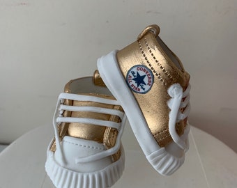 Edible Gold Converse Baby Booties Baby Shoes Cake decoration Cake topper.