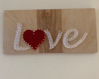 Love sign-signo de amor-valentines day gift-aniversary gift- love gift- home decor- personalized gift - Nail and string art - Arte con hilos