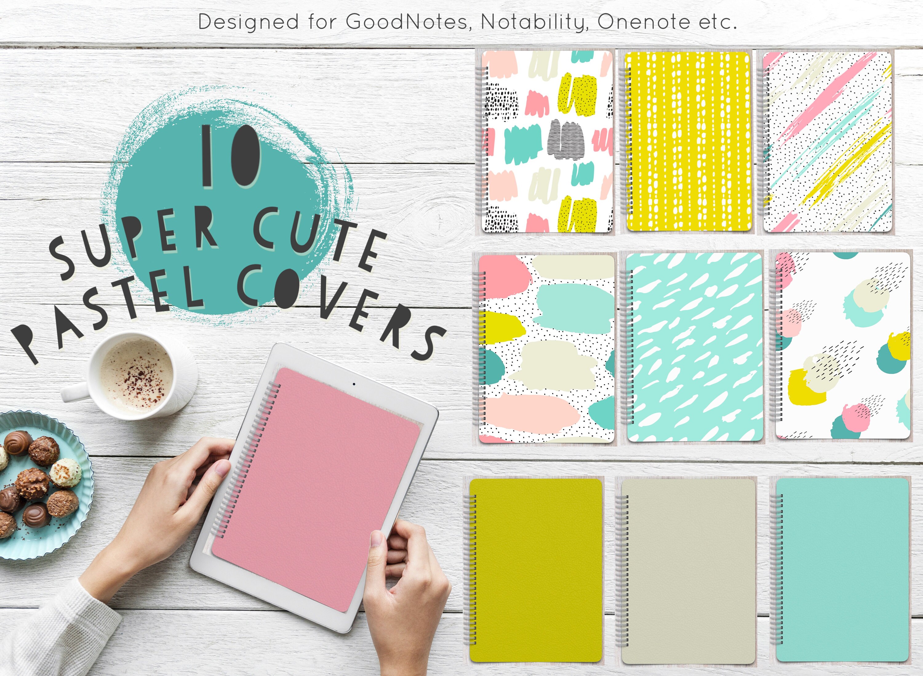 Digital Notebook Covers Abstract Pastel Collection 10 | Etsy