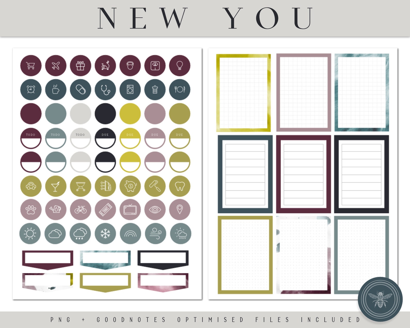 New You Digital Planner Stickers Digital Journal Stickers Etsy