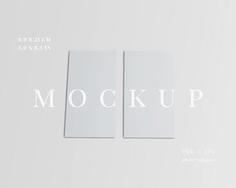 DL Program Mockup 4x9, Double Sided Menu and Thank You Card, Minimalist Wedding Stationery, Printable Mock up (PSD)