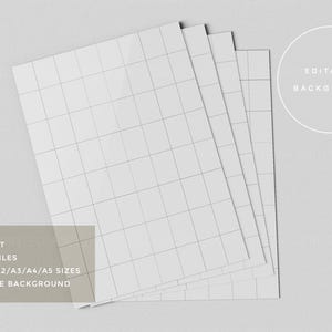 May include: A stack of white grid paper with a light gray background. The text on the image says "EASY TO EDIT PSD & JPG FILES IDEAL FOR A2/A3/A4/A5 SIZES PERSPECTIVE BACKGROUND EDITABLE BACKGROUND."