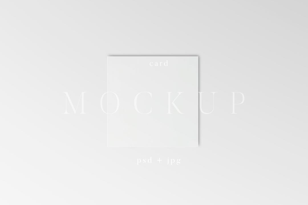 Square Card Mockup PSD: Minimal White Invitation Template, Simple Card ...