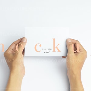 Simple Card Mockup, Modern 4x6 Card Mockup, Wedding Card, Thank You Card Mockup, Card in Hand, Minimalist Stationery, JPG PSD Smart Object