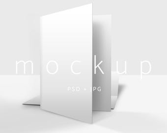 Elegant Folded Card Mockup: Wedding Invitation, Program, Booklet (PSD)