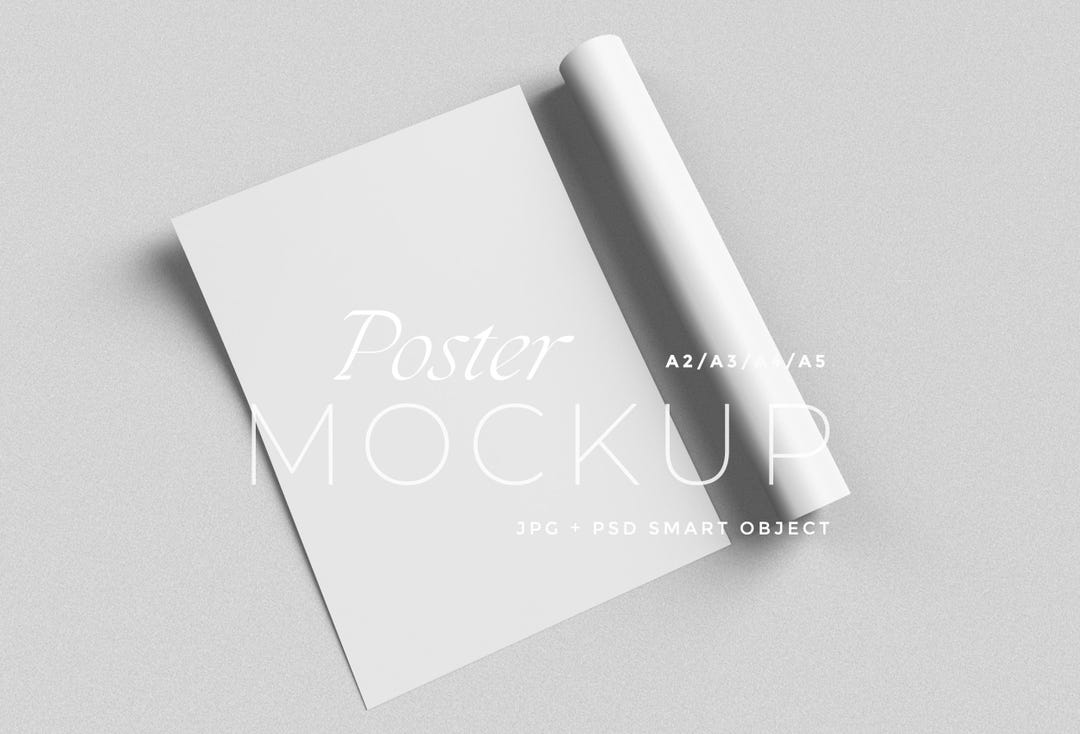 Modern Poster Mockup, Flatlay Rolled Paper, A4 A3 A2 Mock up for Print ...