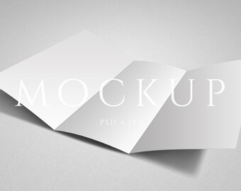 Trifold Brochure Mockup: A4 Wedding Program, Invitation (PSD, JPEG Digital Download)