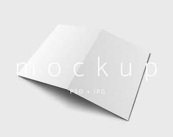 Bifold Mockup, Invitation, Brochure, Folded Wedding Program (PSD, JPG)