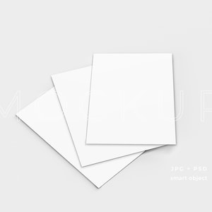 3 Pieces Poster Print Mockup Set, Stack of Papers Mockup, Minimal Art Print Mockup, Three Cards Mockup, Multiple Paper Sizes Mockup A4 A5