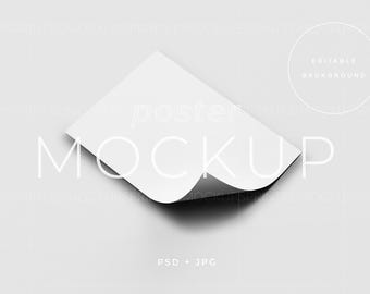Modern White Poster Mockup, A3 A4 Vertical Flyer (PSD, JPG)