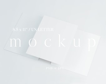 Minimalist Paper Mockup Set of 3, US Letter 8.5x11, Modern Printable (PSD Digital Download)